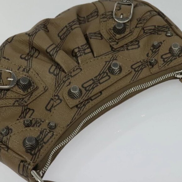 BALENCIAGA Chain Le Cagoule Mini Shoulder Bag Leather Beige Silver Auth bs27430 - Picture 6 of 16